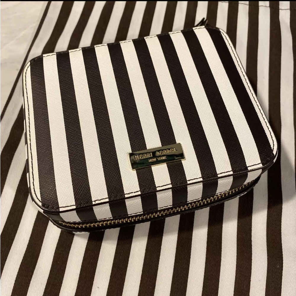 Henri Bendel Leather Centennial Striped Travel Jewelry Case